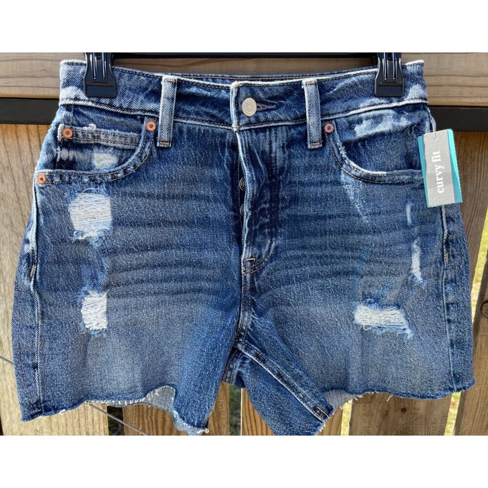 Goldie Blues Womens 5" Cheeky High-Rise Denim Shorts Curvy Fit Comfort Stretch 0